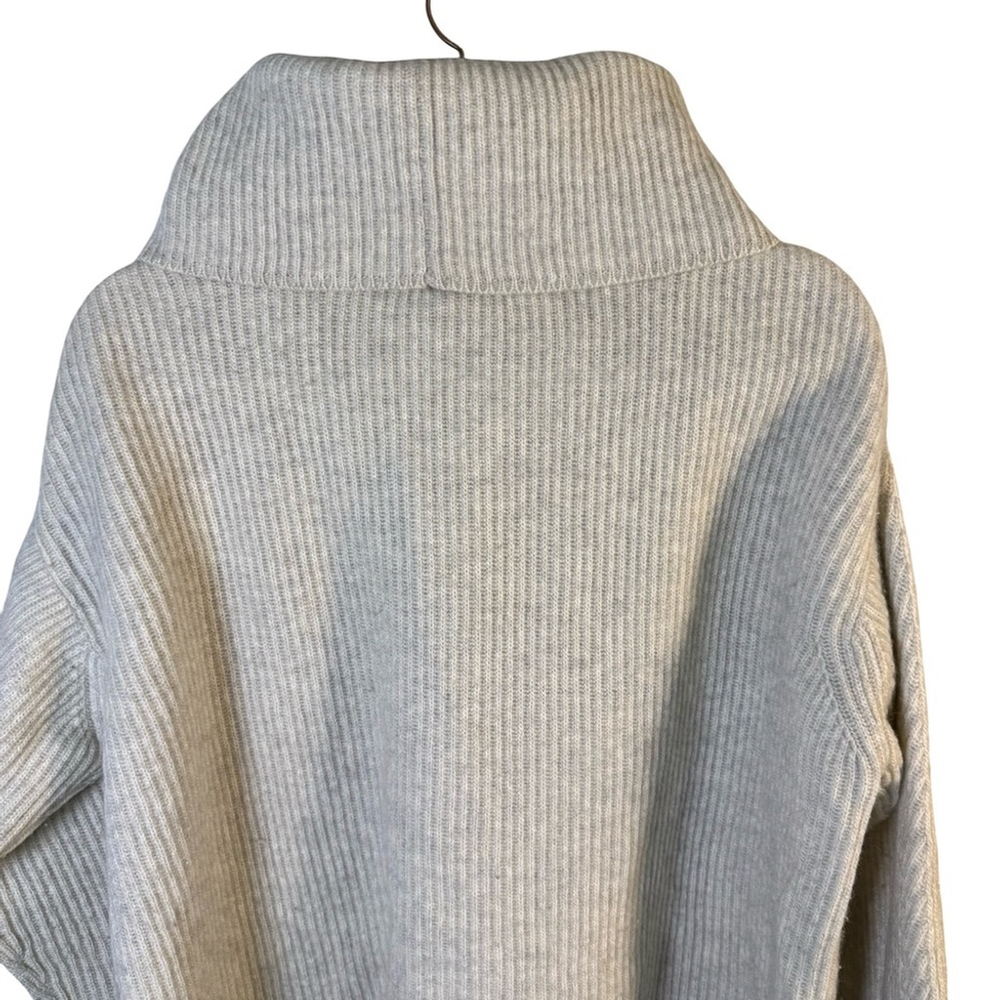 Joye + Fun Ribbed Oversized Cream Gray Cowl Neck Sweater Size M Neutral Cozy - Picture 12 of 13